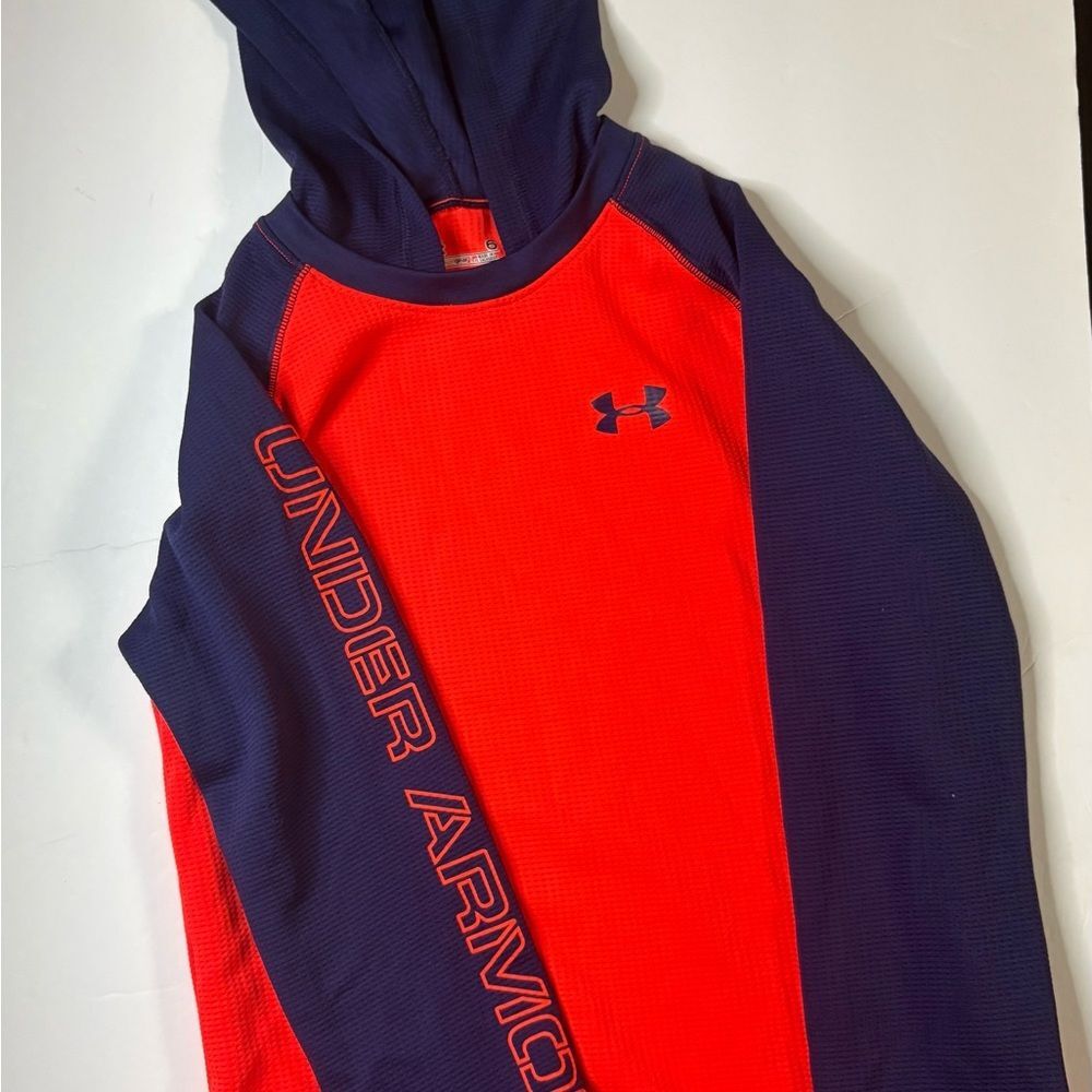 Under Armour Kids' Bold Orange and Navy Hoodie Sz 6